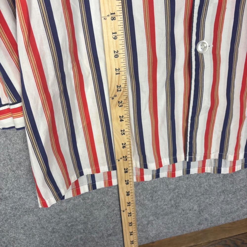 Vintage Andhurst Mens Pajama Top Red Navy Gold Striped Button Up Size L RN31104 - Picture 3 of 5